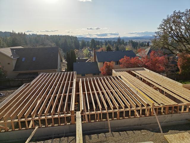 Floor joist framing on the foundation