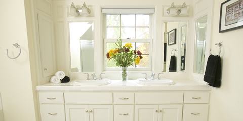 Remodeled bathroom with double vanity
