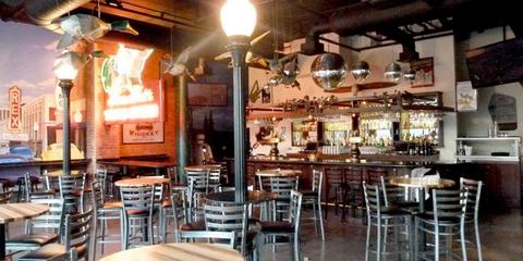 Restaurant interior with bar seating